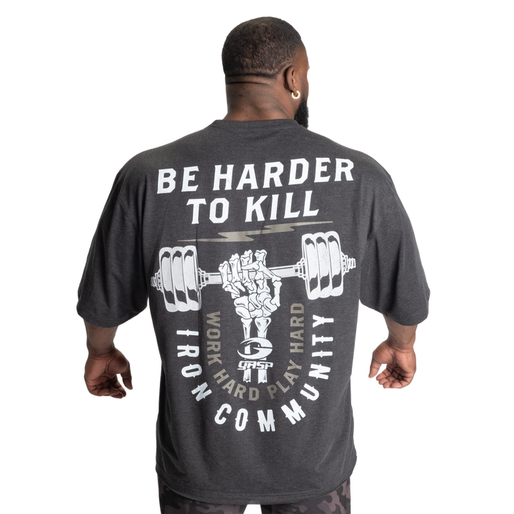 Harder To Kill Iron Tee, Dark Grey Melange - MUSL BUDDIES