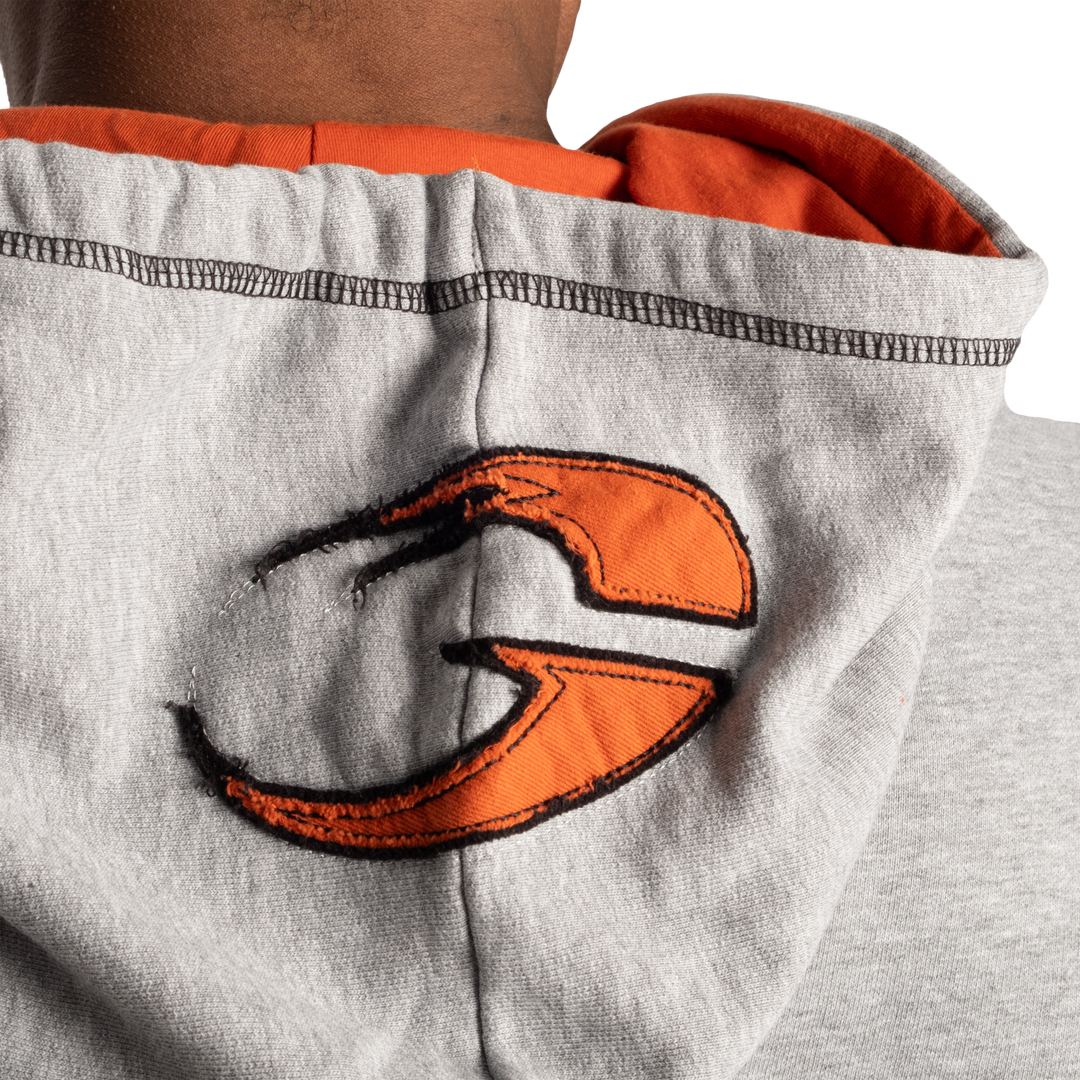 Gasp Hood Sweater, Light Grey Melange/Flame