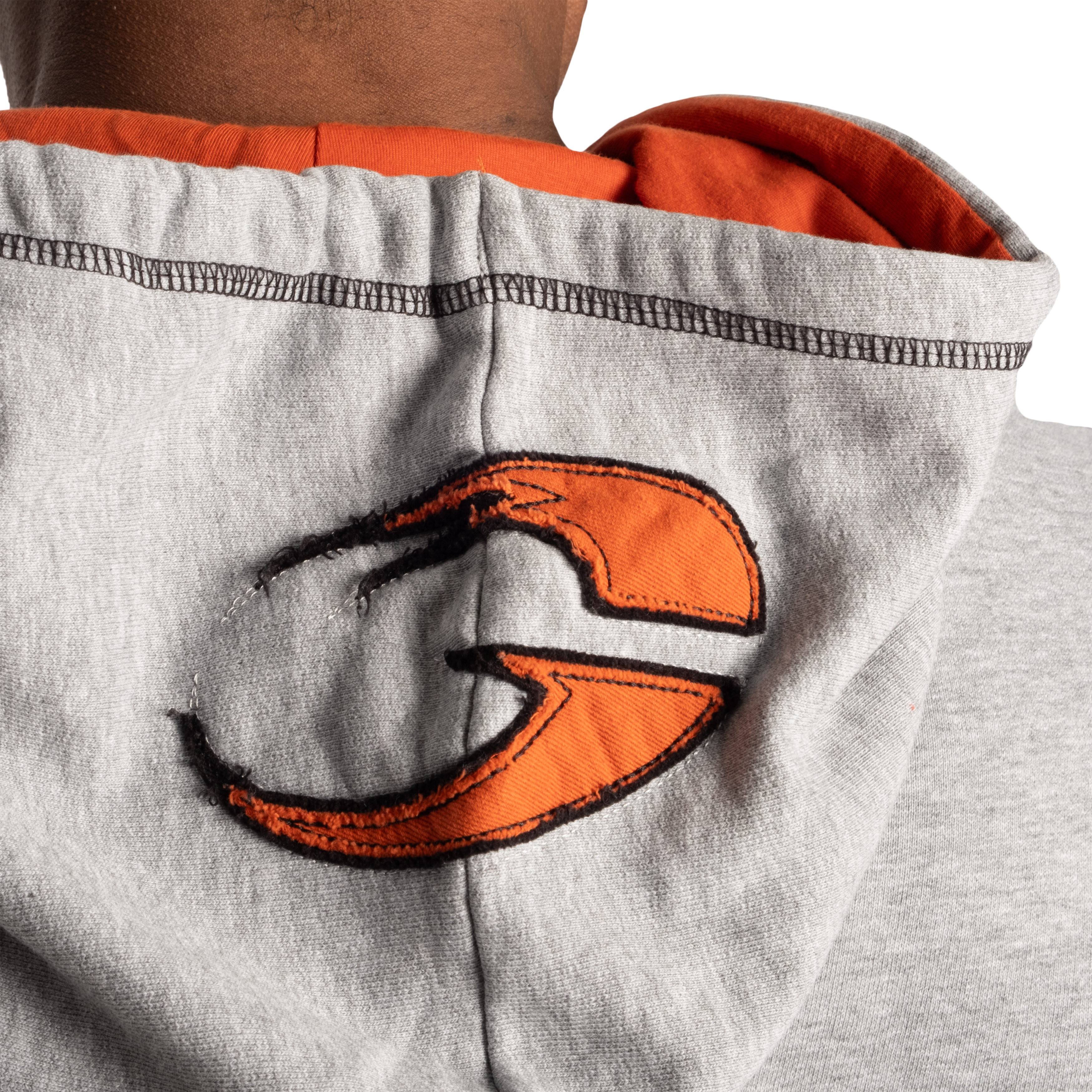 Gasp Hood Sweater, Light Grey Melange/Flame