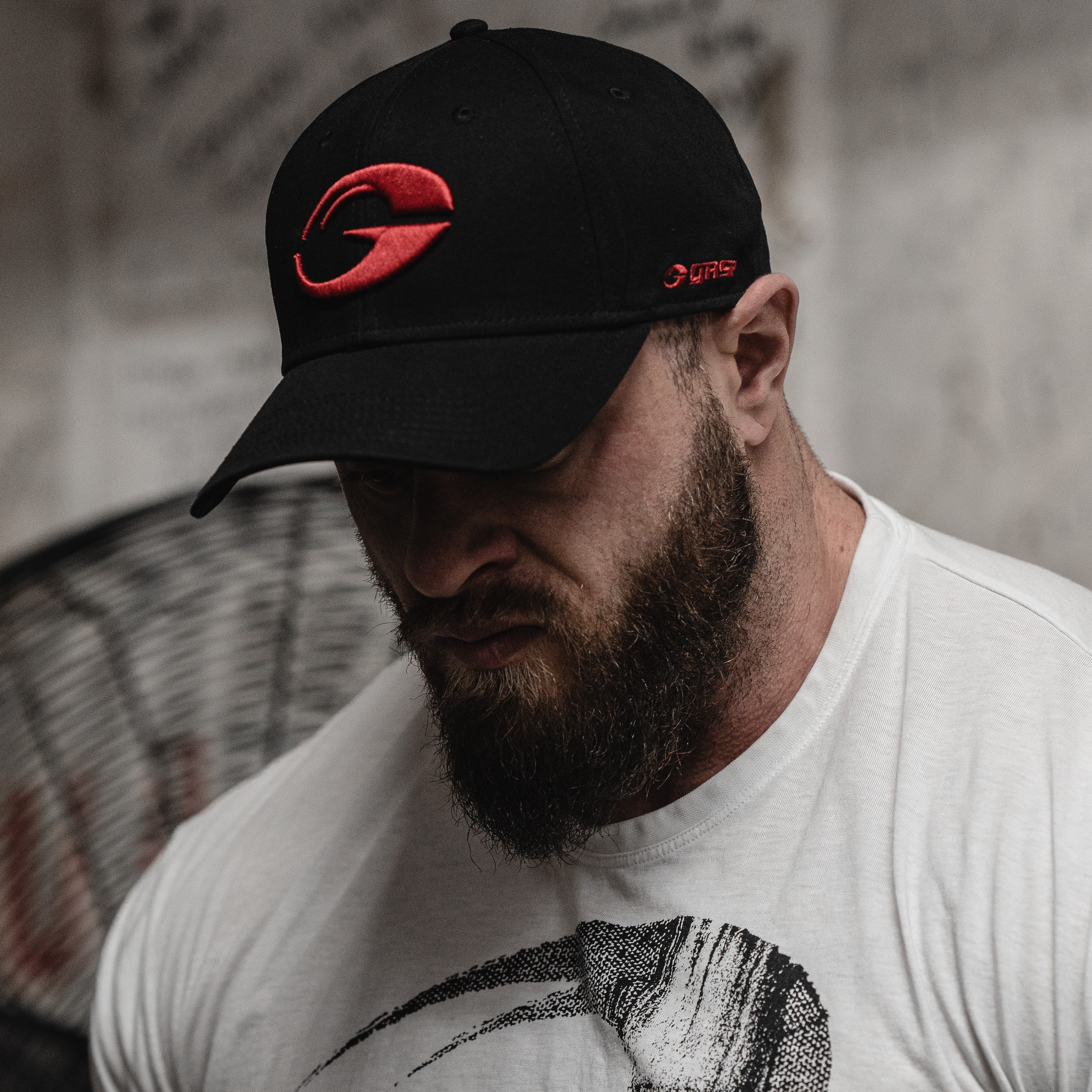 Gasp Baseball Cap, Black/Red