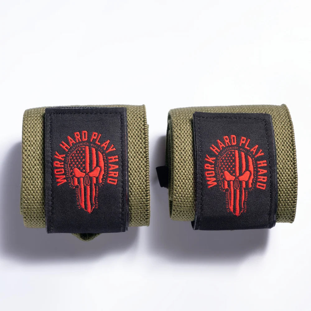 Hardcore Wrist Wraps 18 inch, Green/Red - MUSL BUDDIES