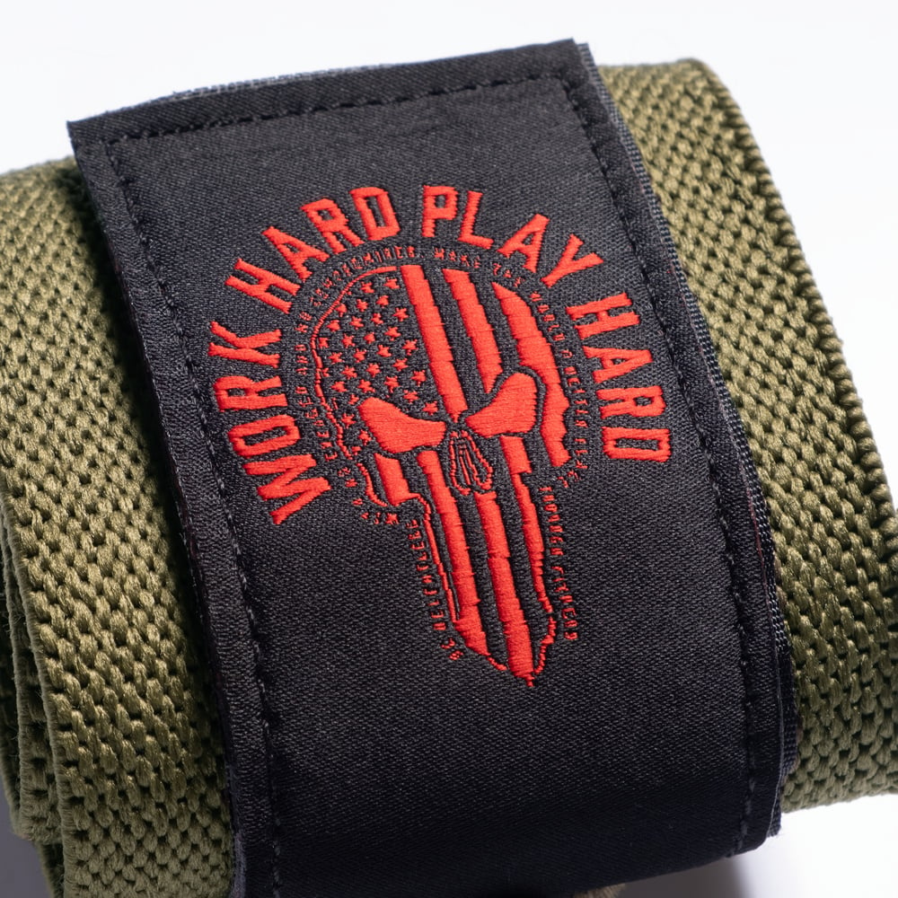 Hardcore Wrist Wraps 18 inch, Green/Red - MUSL BUDDIES