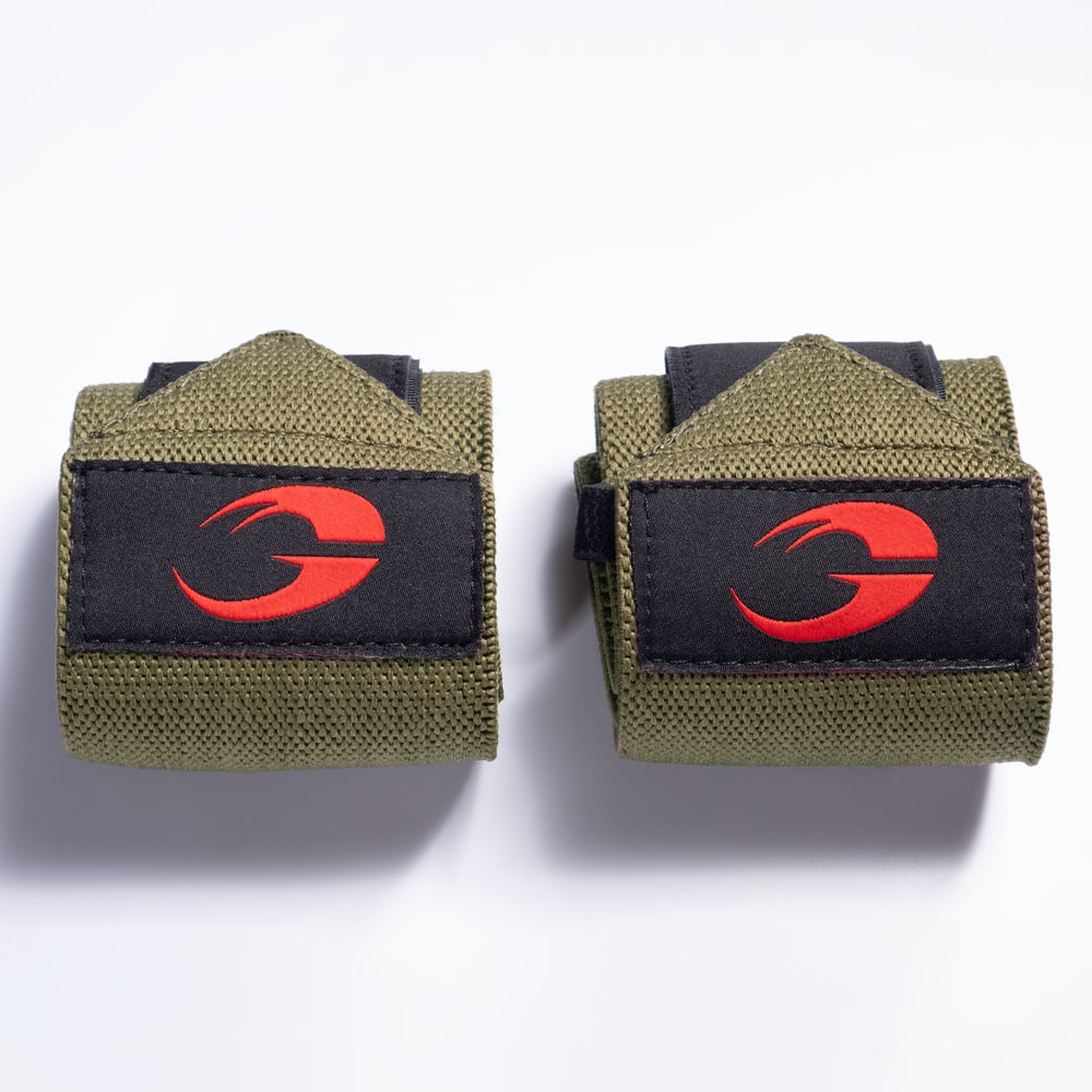 Hardcore Wrist Wraps 18 inch, Green/Red - MUSL BUDDIES