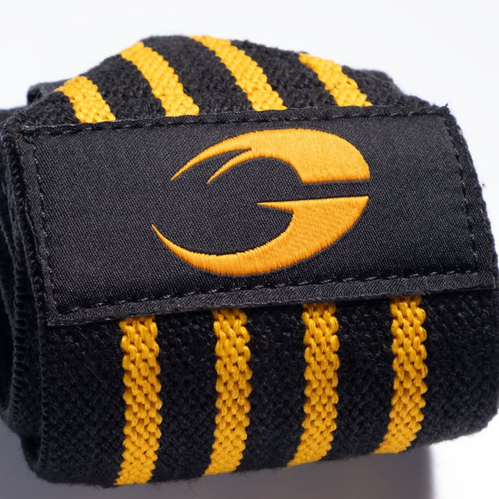 Hardcore Wrist Wraps 18 inch, Black/Yellow - MUSL BUDDIES