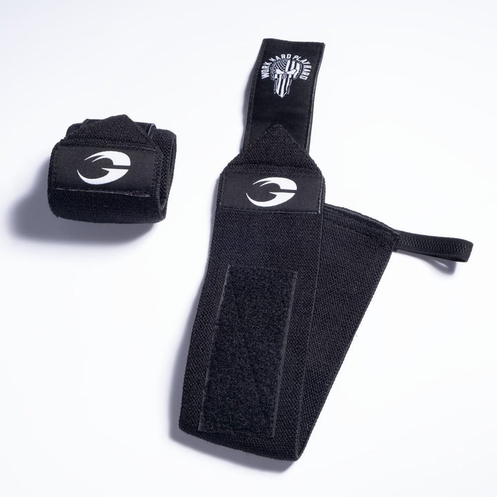 Hardcore Wrist Wraps 18 inch, Black/White - MUSL BUDDIES