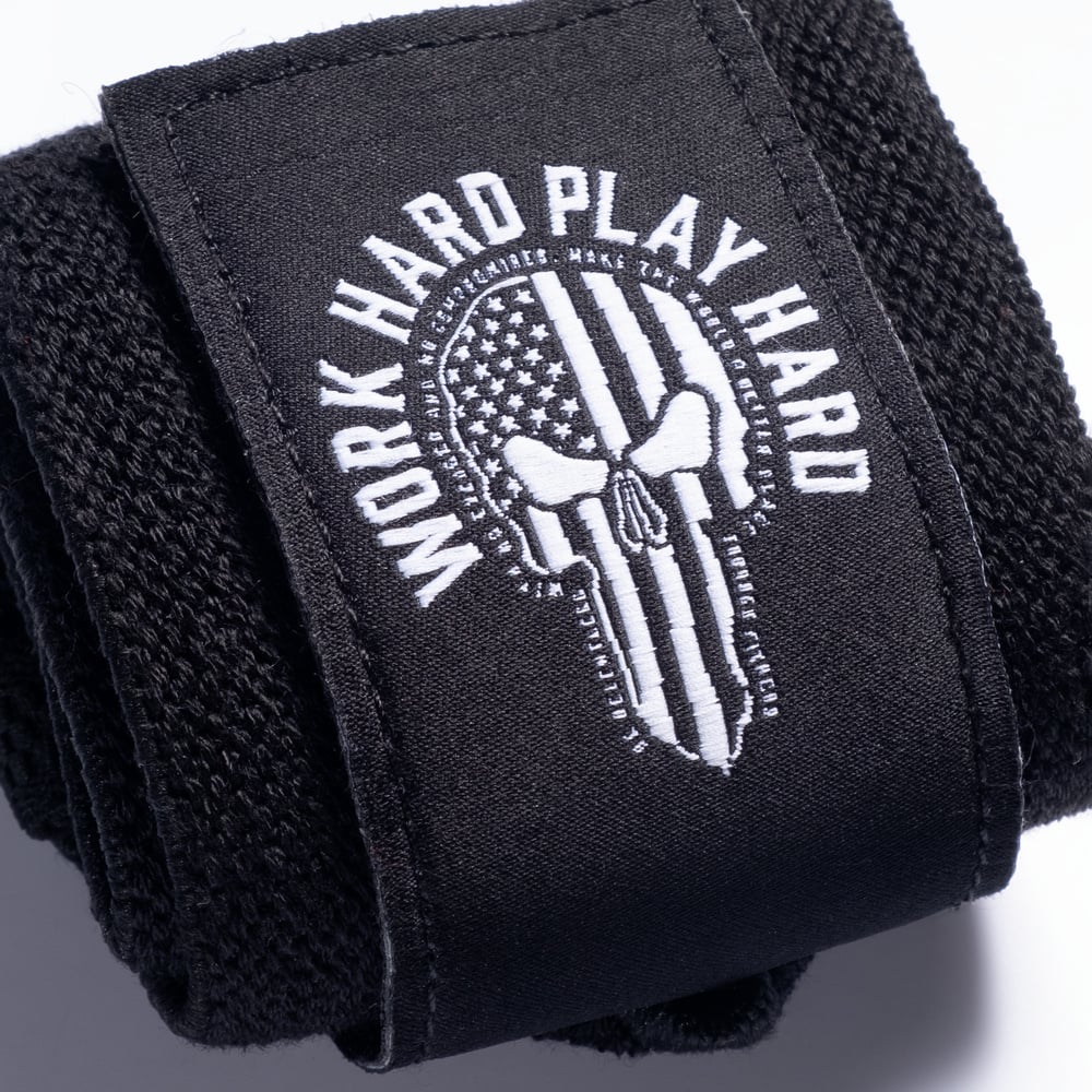 Hardcore Wrist Wraps 18 inch, Black/White - MUSL BUDDIES