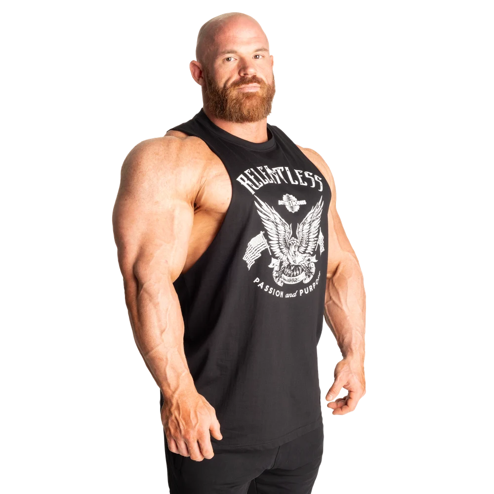 Relentless Cut Out Tank, Black/White