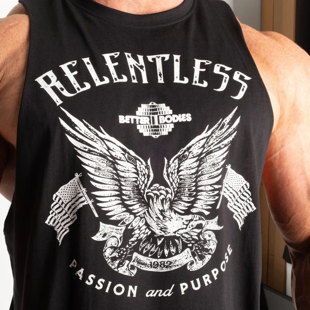 Relentless Cut Out Tank, Black/White