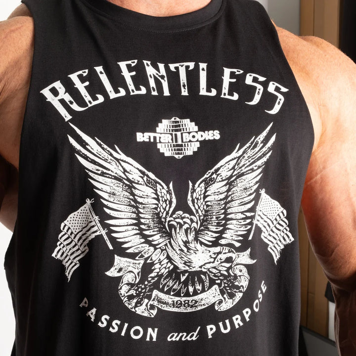 Relentless Cut Out Tank, Black/White