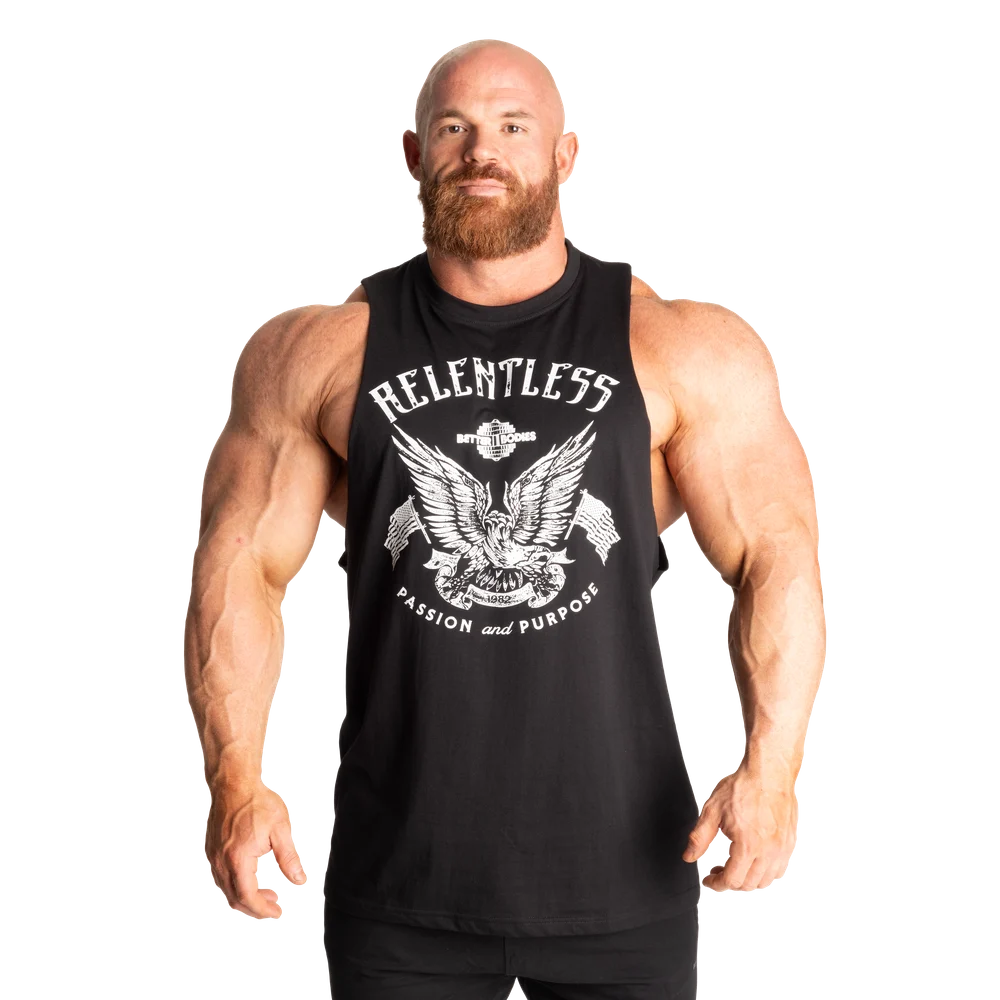 Relentless Cut Out Tank, Black/White