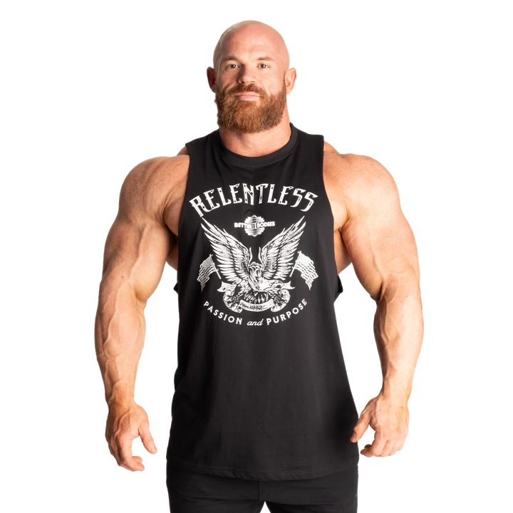 Relentless Cut Out Tank, Black/White