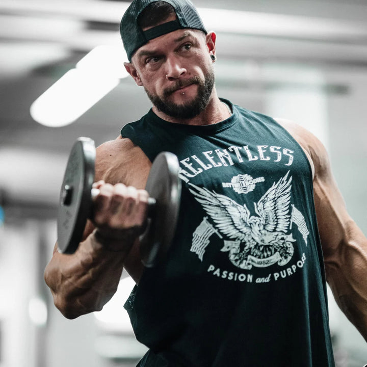 Relentless Cut Out Tank, Black/White