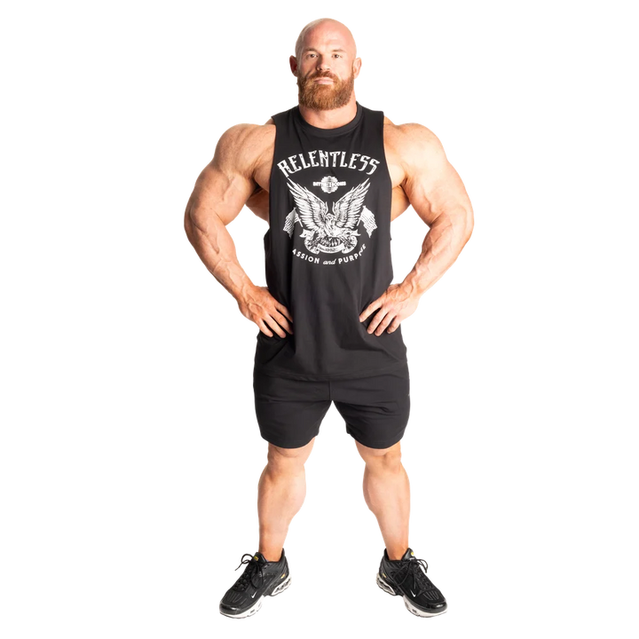 Relentless Cut Out Tank, Black/White