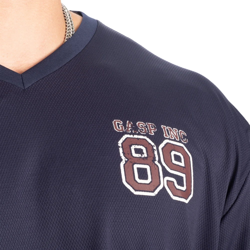 V-Neck Mesh Iron Tee, Dark Navy