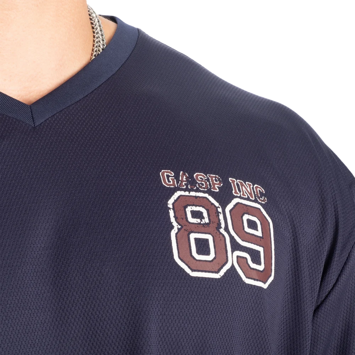 V-Neck Mesh Iron Tee, Dark Navy