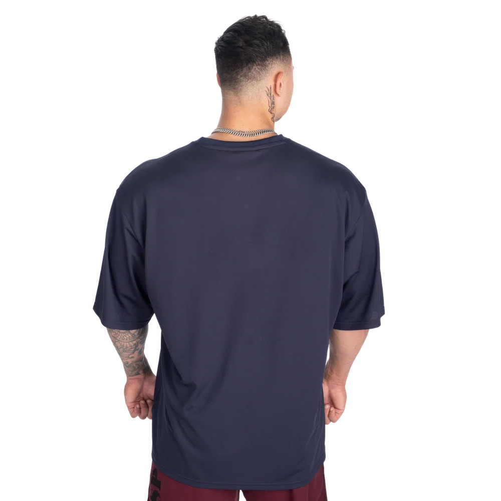 V-Neck Mesh Iron Tee, Dark Navy