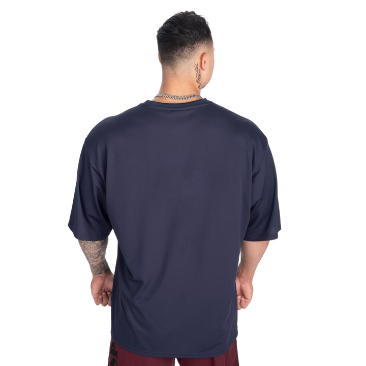 V-Neck Mesh Iron Tee, Dark Navy