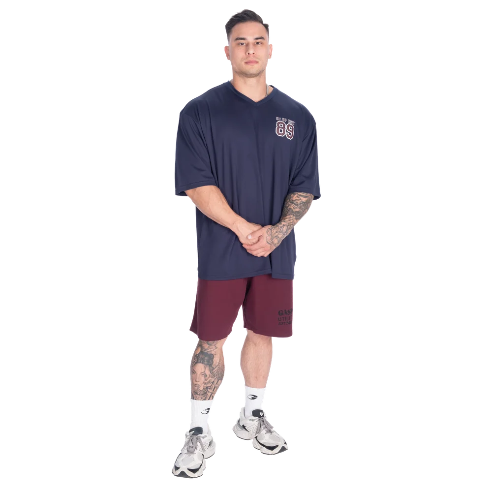 V-Neck Mesh Iron Tee, Dark Navy