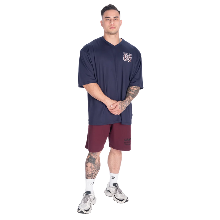 V-Neck Mesh Iron Tee, Dark Navy