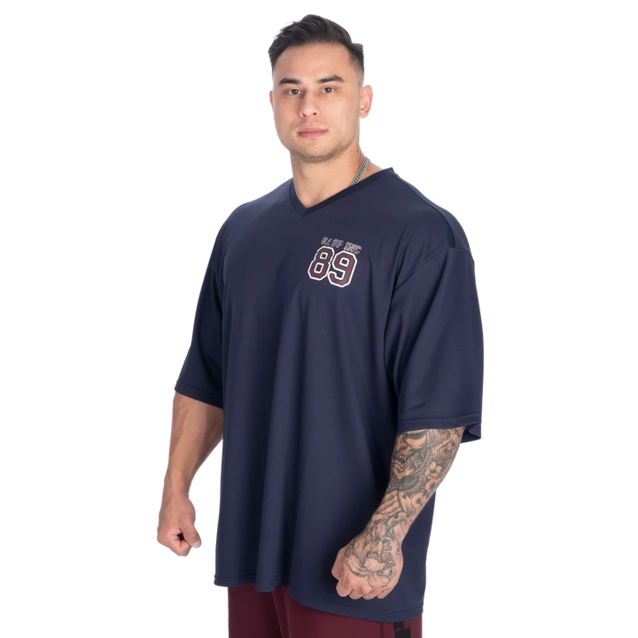 V-Neck Mesh Iron Tee, Dark Navy