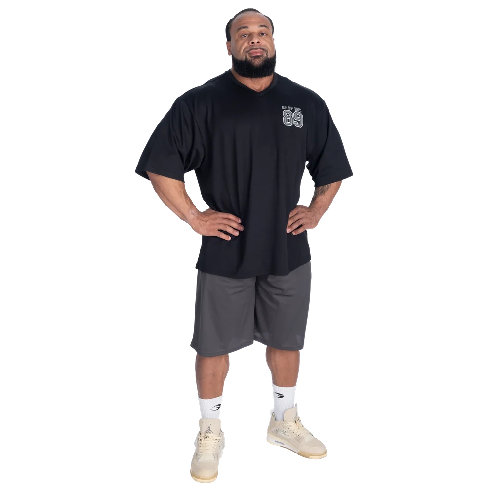 V-Neck Mesh Iron Tee, Black