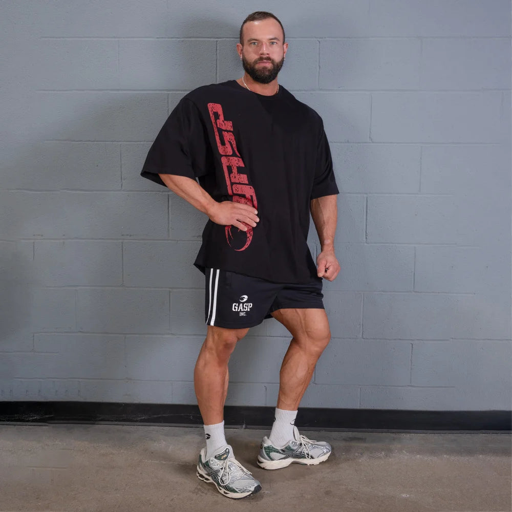 2 Stripe Standard Mesh Shorts 4", Black/White
