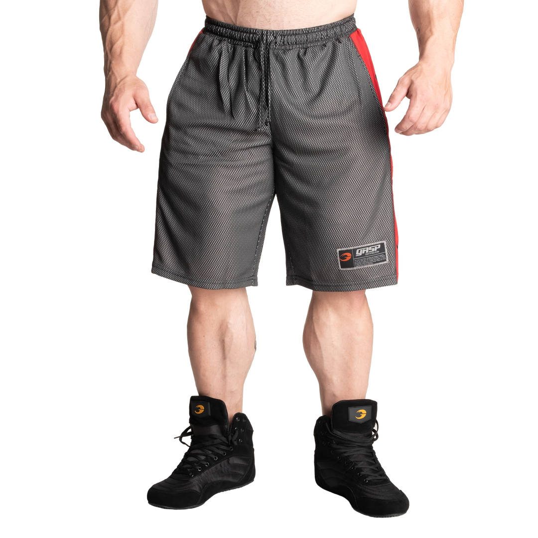 No1 mesh shorts, Black / Red - MUSL BUDDIES