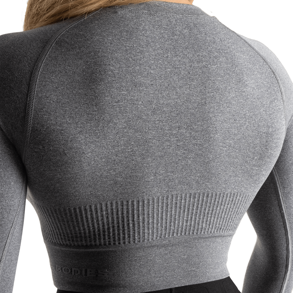 Rib Seamless Crop LS, Grey Melange - MUSL BUDDIES