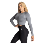 Rib Seamless Crop LS, Grey Melange